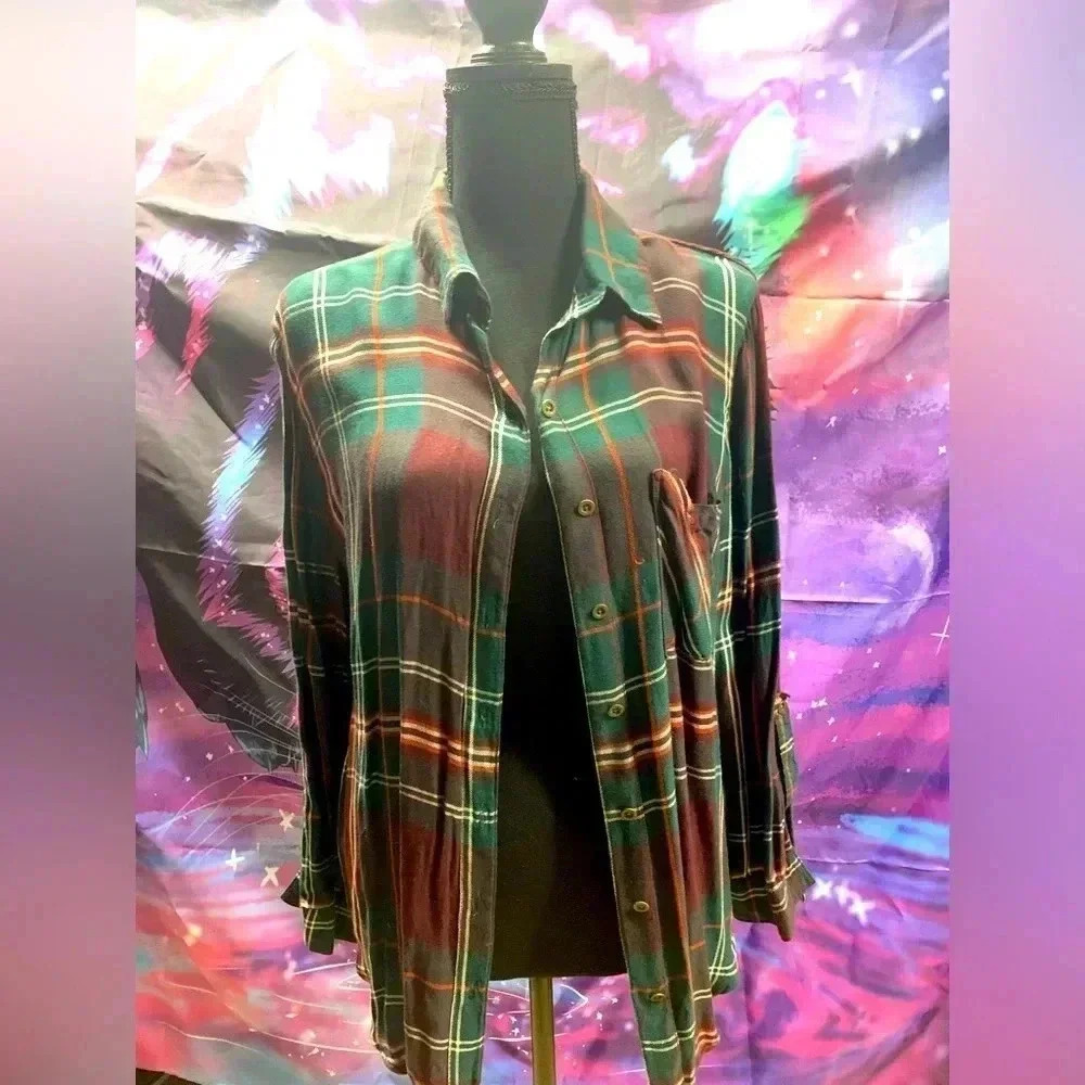 Red green faded glory flannel medium